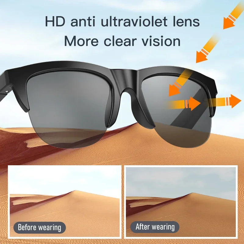 New Smart Bluetooth V5.3 Sunglasses Glasses Call Outdoor Sports Headphones HiFi Black Technology Anti-touch UV For Men And Women