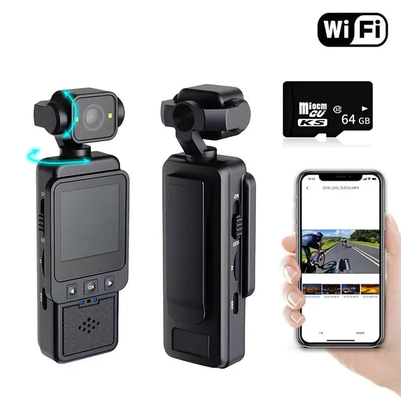 2026 New Handheld Sports Camera With180 Degree Rotating Lens 4K HD Wireless Wifi Video Recorder Built-in Fill Light Camera
