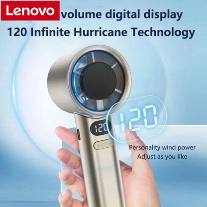 Lenovo Ultra Handheld Portable Fan 100 Wind Speeds Adjustable Usb Charging Mini Outdoor Turbo Long-lasting High Speed Fan