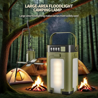 Multifunctional 4-Leaf Foldable Camping Lantern Solar Rechargeable Large Capacity Portable Outdoor Emergency Light
