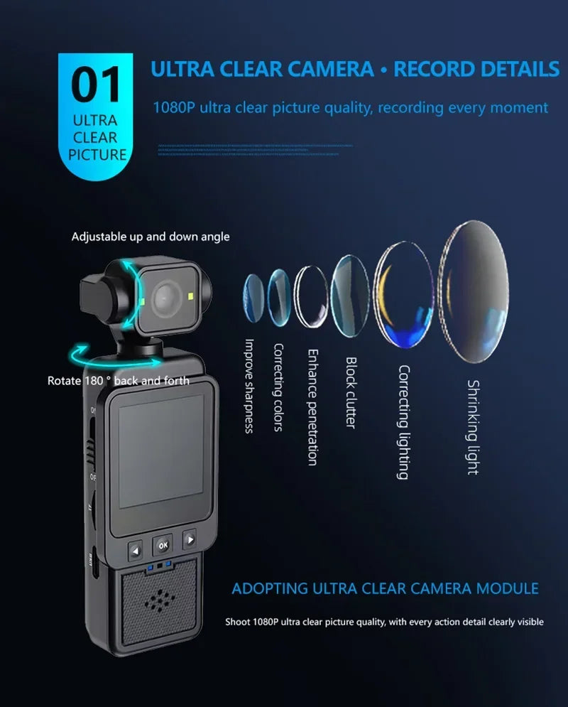 2026 New Handheld Sports Camera With180 Degree Rotating Lens 4K HD Wireless Wifi Video Recorder Built-in Fill Light Camera