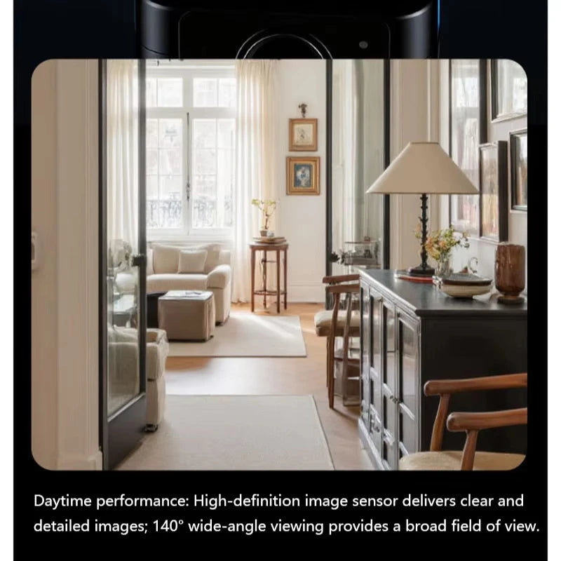 Lenovo Security Camera WiFi-Connected Remote Smart Monitoring 140-Degree HD Camera DVR Battery Backup in Case of Power Outage